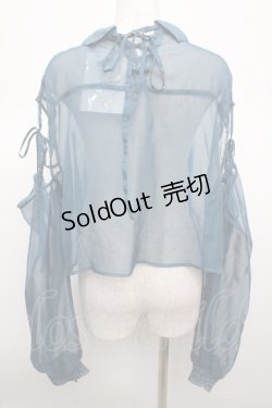 画像2: axes femme / 肩開きシアーシャツ F Bグリーン Y-25-04-23-050-AX-BL-SZ-ZY