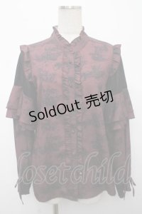 axes femme / トワルドジュイ風線画ブラウス F ワイン Y-25-04-23-052-AX-BL-SZ-ZY