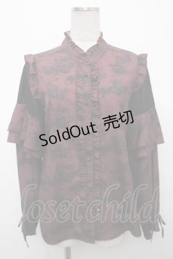 画像1: axes femme / トワルドジュイ風線画ブラウス F ワイン Y-25-04-23-052-AX-BL-SZ-ZY