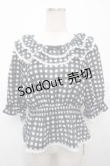 axes femme kawaii / フリル襟シャーリングブラウス M 黒 Y-25-04-23-054-AX-BL-SZ-ZY