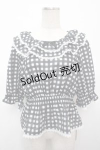 axes femme kawaii / フリル襟シャーリングブラウス M 黒 Y-25-04-23-054-AX-BL-SZ-ZY