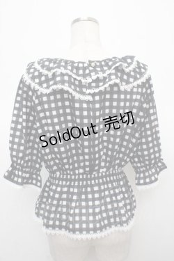 画像2: axes femme kawaii / フリル襟シャーリングブラウス M 黒 Y-25-04-23-054-AX-BL-SZ-ZY
