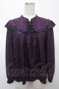 axes femme / チャイナ釦ジャカードブラウス F パープル Y-25-04-23-055-AX-BL-SZ-ZY