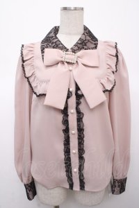 Ank Rouge / ヨークフリル配色ブラウス M ピンク Y-25-04-23-056-CA-BL-SZ-ZY