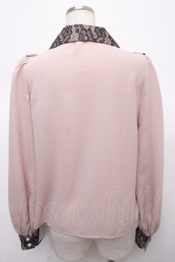 画像2: Ank Rouge / ヨークフリル配色ブラウス M ピンク Y-25-04-23-056-CA-BL-SZ-ZY
