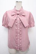 Ank Rouge / カフスビットリボンブラウス M ピンク Y-25-04-23-057-CA-BL-SZ-ZY
