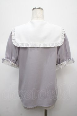 画像2: Amavel / メッセージサテンリボンフリルブラウス F ラベンダー Y-25-04-23-059-CA-BL-SZ-ZY