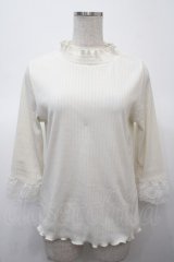 axes femme / レース重ねデザイン袖プルオーバー  生成り Y-25-04-23-063-AX-TO-SZ-ZY
