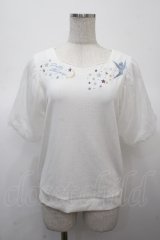 axes femme / ピーター・パン/刺繍トップス  白 Y-25-04-23-065-AX-TO-SZ-ZY