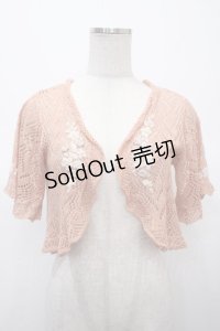 axes femme / プチバラ使い透かし編みボレロ M アワピンク Y-25-04-23-072-AX-TO-SZ-ZY