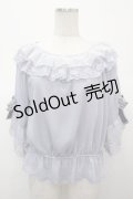 axes femme / リボン付楊柳シフォンプルオーバー F サックス Y-25-04-23-078-AX-TO-SZ-ZY