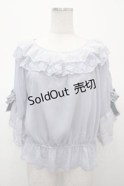 画像1: axes femme / リボン付楊柳シフォンプルオーバー F サックス Y-25-04-23-078-AX-TO-SZ-ZY