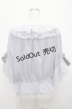 画像2: axes femme / リボン付楊柳シフォンプルオーバー F サックス Y-25-04-23-078-AX-TO-SZ-ZY