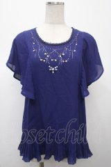 axes femme / ドレープ袖ブラウジングブラウス  紺 Y-25-04-23-080-AX-TO-SZ-ZY