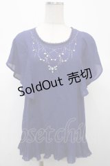 axes femme / ドレープ袖ブラウジングブラウス  紺 Y-25-04-23-080-AX-TO-SZ-ZY