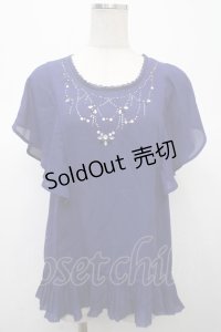 axes femme / ドレープ袖ブラウジングブラウス  紺 Y-25-04-23-080-AX-TO-SZ-ZY