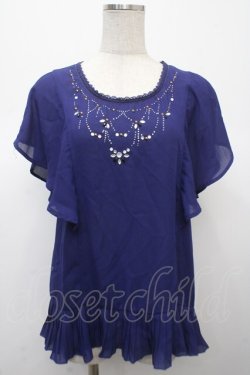 画像1: axes femme / ドレープ袖ブラウジングブラウス  紺 Y-25-04-23-080-AX-TO-SZ-ZY