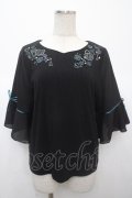 axes femme / 鍵×本刺繍チューリップ袖プルオーバー F 黒 Y-25-04-23-085-AX-TO-SZ-ZY