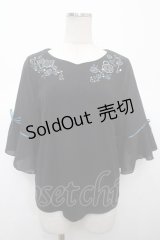 axes femme / 鍵×本刺繍チューリップ袖プルオーバー F 黒 Y-25-04-23-085-AX-TO-SZ-ZT176