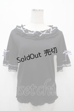 画像1: axes femme / リボン×レース×フリルプルオーバー F 黒 Y-25-04-23-086-AX-TO-SZ-ZI