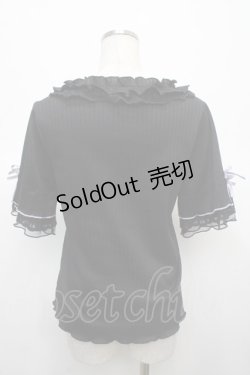 画像2: axes femme / リボン×レース×フリルプルオーバー F 黒 Y-25-04-23-086-AX-TO-SZ-ZI