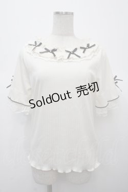 画像1: axes femme / リボン×レース×フリルプルオーバー F 生成り Y-25-04-23-087-AX-TO-SZ-ZY