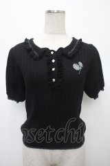 axes femme POETIQUE / チュッパチャプス ニットポロ M 黒 Y-25-04-23-088-AX-TO-SZ-ZY