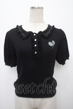 画像1: axes femme POETIQUE / チュッパチャプス ニットポロ M 黒 Y-25-04-23-088-AX-TO-SZ-ZY