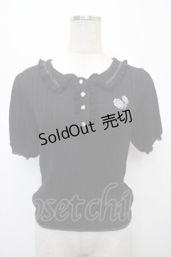 画像1: axes femme POETIQUE / チュッパチャプス ニットポロ M 黒 Y-25-04-23-088-AX-TO-SZ-ZY