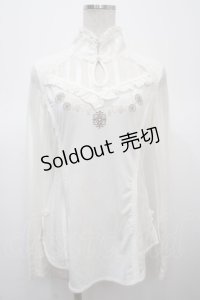 Ozz oneste / レース切替チャイナブラウス  アイボリー Y-25-04-23-092-OO-BL-SZ-ZY