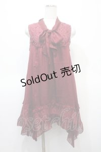 axes femme / ストライプシフォンチュニック  ワイン Y-25-04-23-108-AX-OP-SZ-ZY