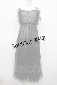 axes femme / ハートチュールティアードワンピース F 黒 Y-25-04-23-112-AX-OP-SZ-ZI