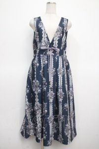 axes femme / ローズリボン柄ジャンスカ F 紺 Y-25-04-23-115-AX-OP-SZ-ZY