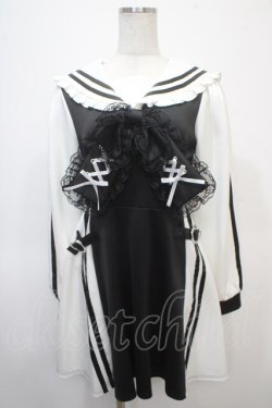 画像1: Ank Rouge / ジャージセーラーワンピース M 黒 Y-25-04-23-128-CA-OP-SZ-ZY