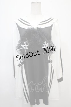 画像1: Ank Rouge / ジャージセーラーワンピース M 黒 Y-25-04-23-128-CA-OP-SZ-ZY