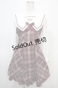 Amavel / Classical Confection チェックセーラーワンピース F ボルドー Y-25-04-23-129-CA-OP-SZ-ZY