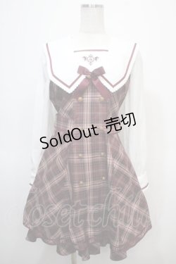 画像1: Amavel / Classical Confection チェックセーラーワンピース F ボルドー Y-25-04-23-129-CA-OP-SZ-ZY