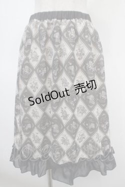 画像1: axes femme / アーガイル裾フリルスカート  グレー Y-25-04-23-141-AX-SK-SZ-ZT218