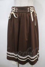 画像1: 【SALE】axes femme / レースアップフレアスカート F 茶 Y-25-04-23-147-AX-SK-SZ-ZT220 (1)