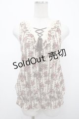 axes femme / ローズレースプリントノースリーブトップス M 生成り Y-25-04-23-028-AX-TO-SZ-ZY