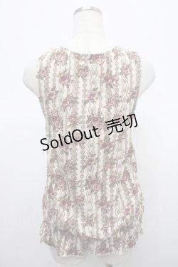 画像2: axes femme / ローズレースプリントノースリーブトップス M 生成り Y-25-04-23-028-AX-TO-SZ-ZY