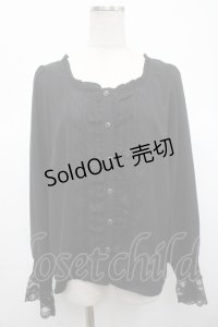 axes femme / 20th/フリルブラウス F 黒 Y-25-04-23-035-AX-BL-SZ-ZY