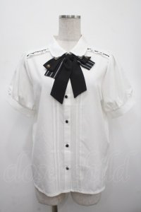 axes femme / ミリタリー風ブラウス M 白 Y-25-04-23-036-AX-BL-SZ-ZY