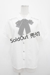 axes femme / ミリタリー風ブラウス M 白 Y-25-04-23-036-AX-BL-SZ-ZY