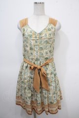 axes femme / 切手柄ワンピース M オレンジ Y-25-04-26-045-AX-OP-SZ-ZI