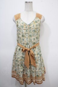 axes femme / 切手柄ワンピース M オレンジ Y-25-04-26-045-AX-OP-SZ-ZY