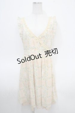 画像1: axes femme / カシュクール格子花柄ワンピース M オレンジ Y-25-04-26-046-AX-OP-SZ-ZI