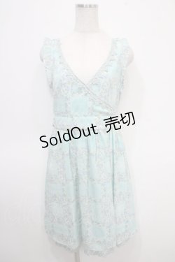 画像1: axes femme / カシュクール格子花柄ワンピース M グリーン Y-25-04-26-050-AX-OP-SZ-ZY