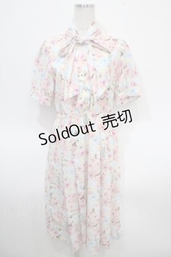 画像1: axes femme POETIQUE / フラワーキャットボウタイワンピース  イエロー Y-25-04-26-054-AX-OP-SZ-ZY