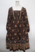 axes femme / オータムフルーツ柄ロングワンピース M チャ Y-25-04-26-062-AX-OP-SZ-ZY